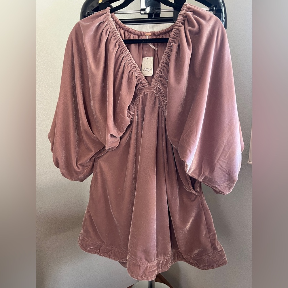 👑🌬️NWT FREE PEOPLE PORTIA BABYDOLL VELVET DRESS WINTER BLOOM SIZE XS/SMALL🌬️👑 - Picture 4 of 6